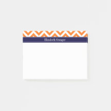 Pumpkin Sinaasappel Lg Chevron Navy Name Monogram