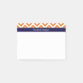 Pumpkin Sinaasappel Lg Chevron Navy Name Monogram Post-it® Notes
