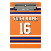 Pumpkin Sinaasappel met Navy White Stripes Team Je Mini Klembord (Voorkant)