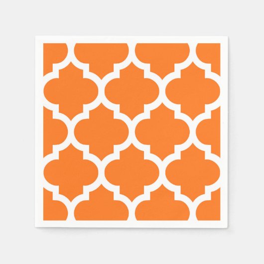 Pumpkin Sinaasappel Whockey Moroccan Quatrefoil Pa Servetten (Voorkant)