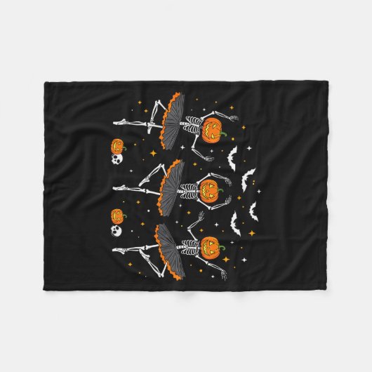 Pumpkin Skeleton Ballerinas Ballet Dance Girls Hal Fleece Deken (Voorkant (Horizontaal))