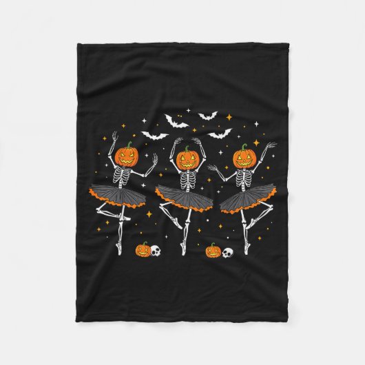 Pumpkin Skeleton Ballerinas Ballet Dance Girls Hal Fleece Deken (Voorkant)