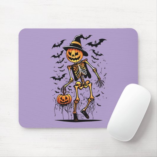 Pumpkin Skeleton Halloween Art  Muismat (Met muis)