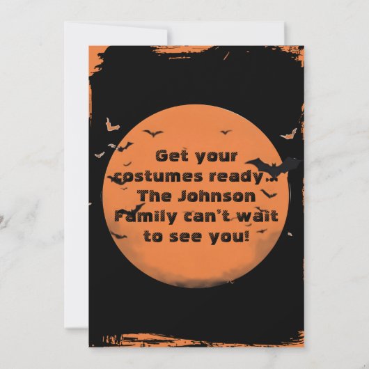 Pumpkin Skeleton  Halloween Kostuumfeest Kaart (Achterkant)