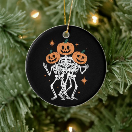 Pumpkin Skeleton Halloween Pumpkin Spooky Season Keramisch Ornament (Boom)