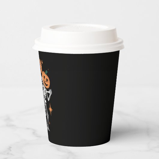Pumpkin Skeleton Halloween Pumpkin Spooky Season Papieren Bekers (Links)