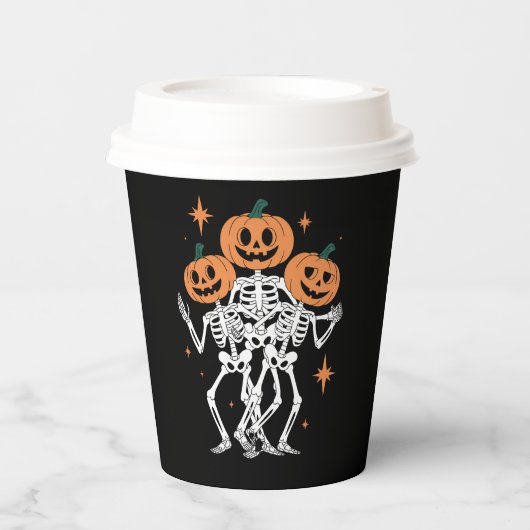 Pumpkin Skeleton Halloween Pumpkin Spooky Season Papieren Bekers (Voorkant)