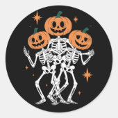 Pumpkin Skeleton Halloween Pumpkin Spooky Season Ronde Sticker (Voorkant)