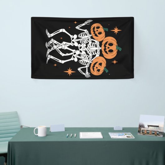 Pumpkin Skeleton Halloween Pumpkin Spooky Season Spandoek (Beurs)