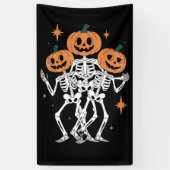 Pumpkin Skeleton Halloween Pumpkin Spooky Season Spandoek (Verticaal)