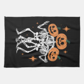 Pumpkin Skeleton Halloween Pumpkin Spooky Season Theedoek (Horizontaal)