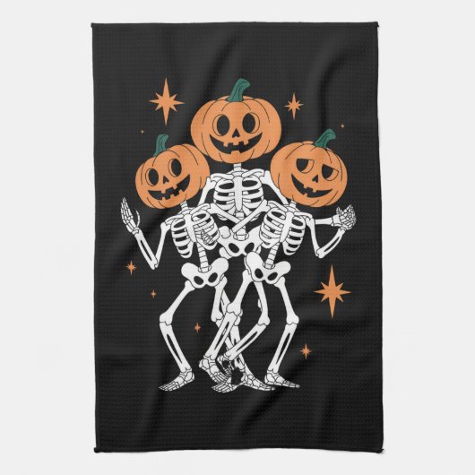 Pumpkin Skeleton Halloween Pumpkin Spooky Season Theedoek (Verticaal)