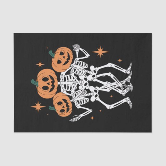 Pumpkin Skeleton Halloween Pumpkin Spooky Season Tissuepapier (Voorkant)