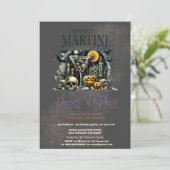 Pumpkin Skeleton Skull Martini Dark Halloween Kaart (Staand voorkant)