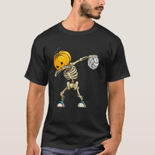 Pumpkin Skeleton Women Mannen Volleyball Player Ha T-shirt