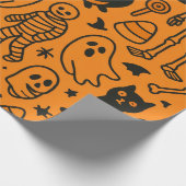 pumpkin, skull and ghost patterned wrapping paper cadeaupapier (Hoek)