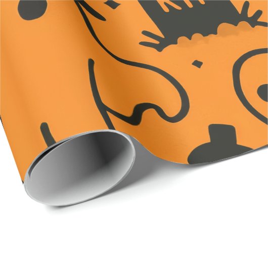 pumpkin, skull and ghost patterned wrapping paper cadeaupapier (Rol Hoek)