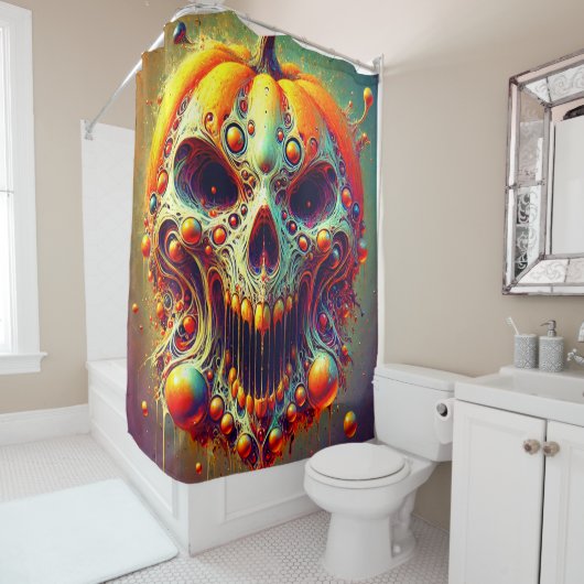 Pumpkin Skull Douchegordijn (In situ)