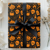Pumpkin Skull Ghost Spooky Halloween Pattern Cadeaupapier