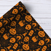 Pumpkin Skull Ghost Spooky Halloween Pattern Cadeaupapier