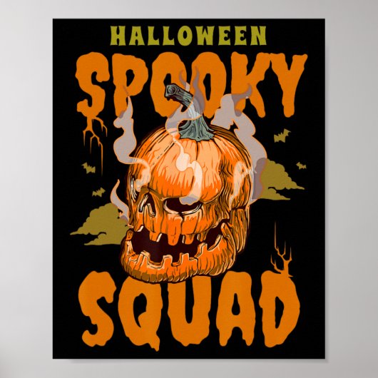 Pumpkin Skull Halloween Spooky Squad Graphic Manne Poster (Voorkant)