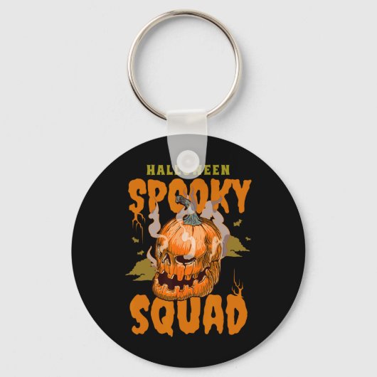 Pumpkin Skull Halloween Spooky Squad Graphic Manne Sleutelhanger (Voorkant)