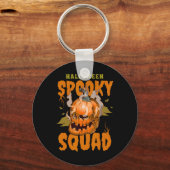 Pumpkin Skull Halloween Spooky Squad Graphic Manne Sleutelhanger (Voorkant)
