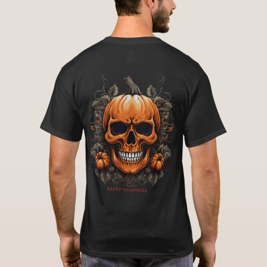 Pumpkin Skull Halloween T-shirt (Achterkant)