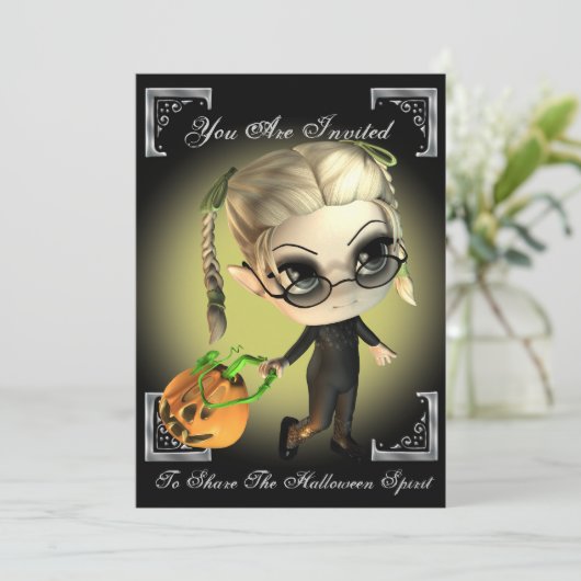 Pumpkin Slayer Halloween Party Invitation Kaart (Staand voorkant)