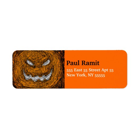 Pumpkin Smile Halloween Label Sinaasappel (Voorkant)