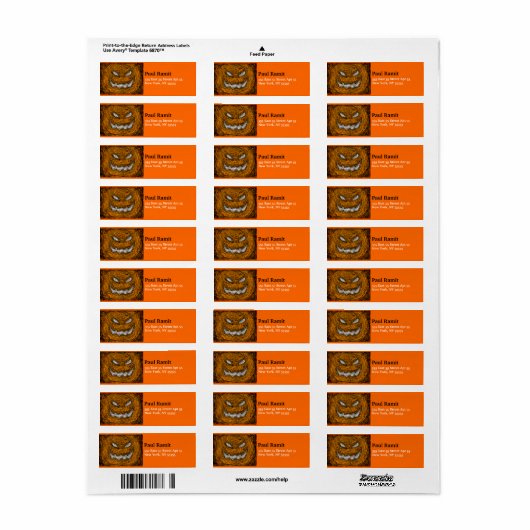 Pumpkin Smile Halloween Label Sinaasappel (Full Sheet)