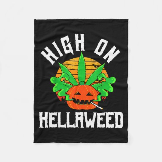 Pumpkin Smoking Weed Costume Retro Funny Halloween Fleece Deken (Voorkant)