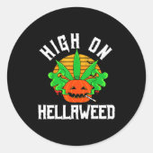 Pumpkin Smoking Weed Costume Retro Funny Halloween Ronde Sticker (Voorkant)