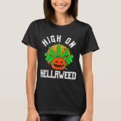 Pumpkin Smoking Weed Costume Retro Funny Halloween T-shirt (Voorkant)