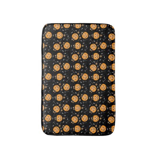 Pumpkin Snoep Bucket Pattern Oranje Black Badmat (Voorkant Verticaal)