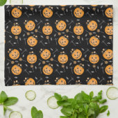 Pumpkin Snoep Bucket Trick or treat Sinaasappel Bl Theedoek (Gevouwen)