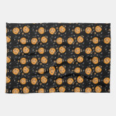 Pumpkin Snoep Bucket Trick or treat Sinaasappel Bl Theedoek (Horizontaal)