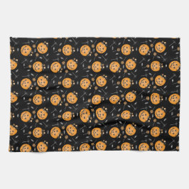 Pumpkin Snoep Bucket Trick or treat Sinaasappel Bl Theedoek