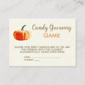 Pumpkin Snoep Guessing Game Card Baby shower Game Informatiekaartje (Voorkant)