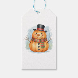Pumpkin snowman cadeaulabel