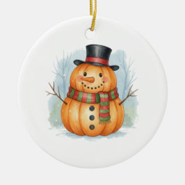 Pumpkin snowman keramisch ornament
