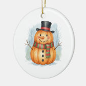 Pumpkin snowman keramisch ornament (Links)
