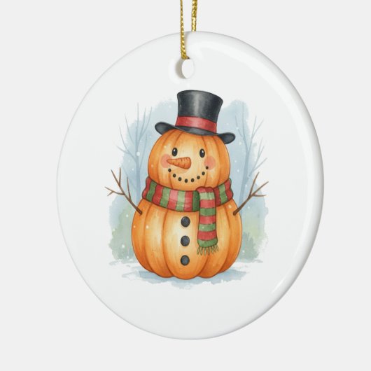 Pumpkin snowman keramisch ornament (Links)