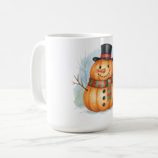 Pumpkin snowman koffiemok (Voorkant links)