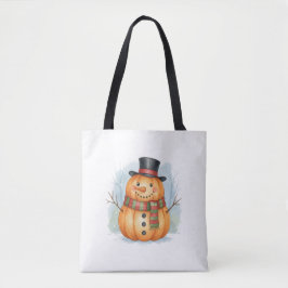 Pumpkin snowman tote bag