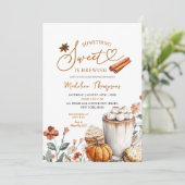 Pumpkin Something Sweet is Brewing Baby Shower Kaart (Staand voorkant)