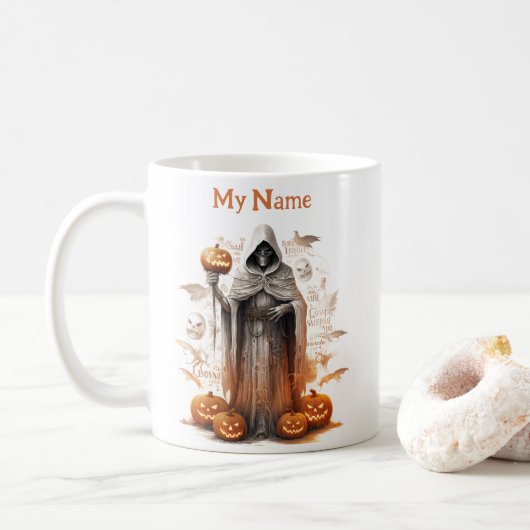 Pumpkin Soul Collector: Halloween gepersonaliseerd Koffiemok (Met donut)