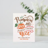 Pumpkin-specerij en alles-in-Nice-Thanksgiving Briefkaart (Staand voorkant)