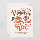 Pumpkin-specerij en alles-in-Nice-Thanksgiving Briefkaart (Voorkant / Achterkant)