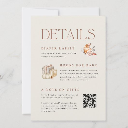 Pumpkin Spice All in One Baby Shower Kaart (Achterkant)